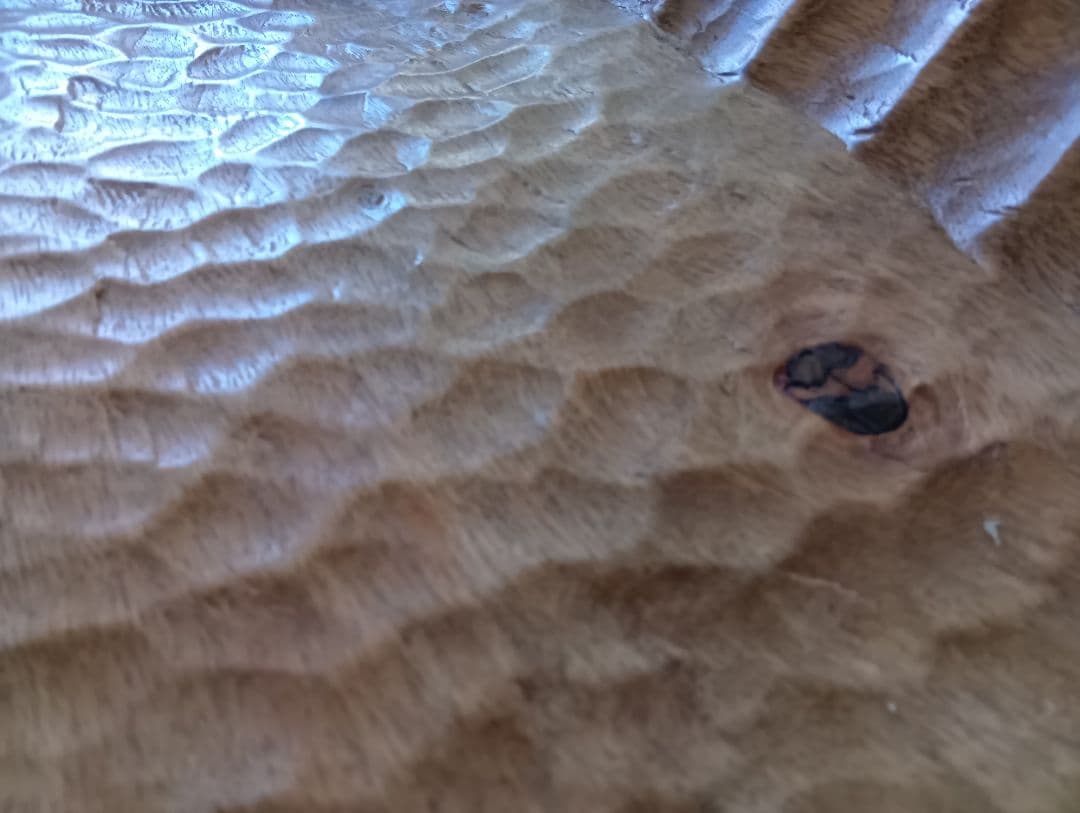 希少　1960's　オールドチーク　無垢材　ウッドカービング　バスケット　トレイ