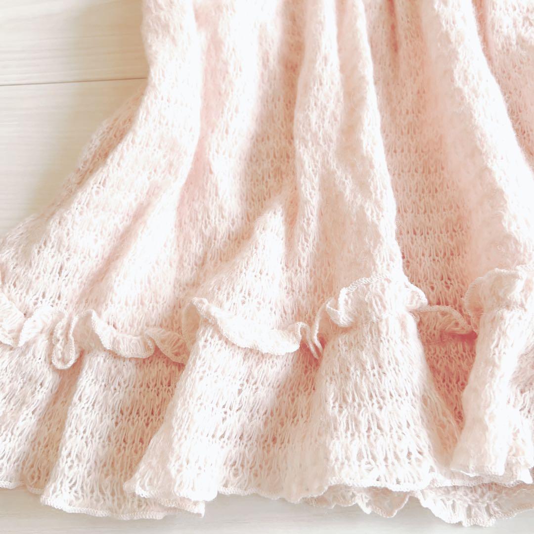 リズリサ コーラルピンク系 リボン フリルキャミソール