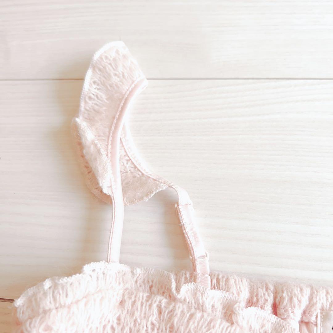 リズリサ コーラルピンク系 リボン フリルキャミソール