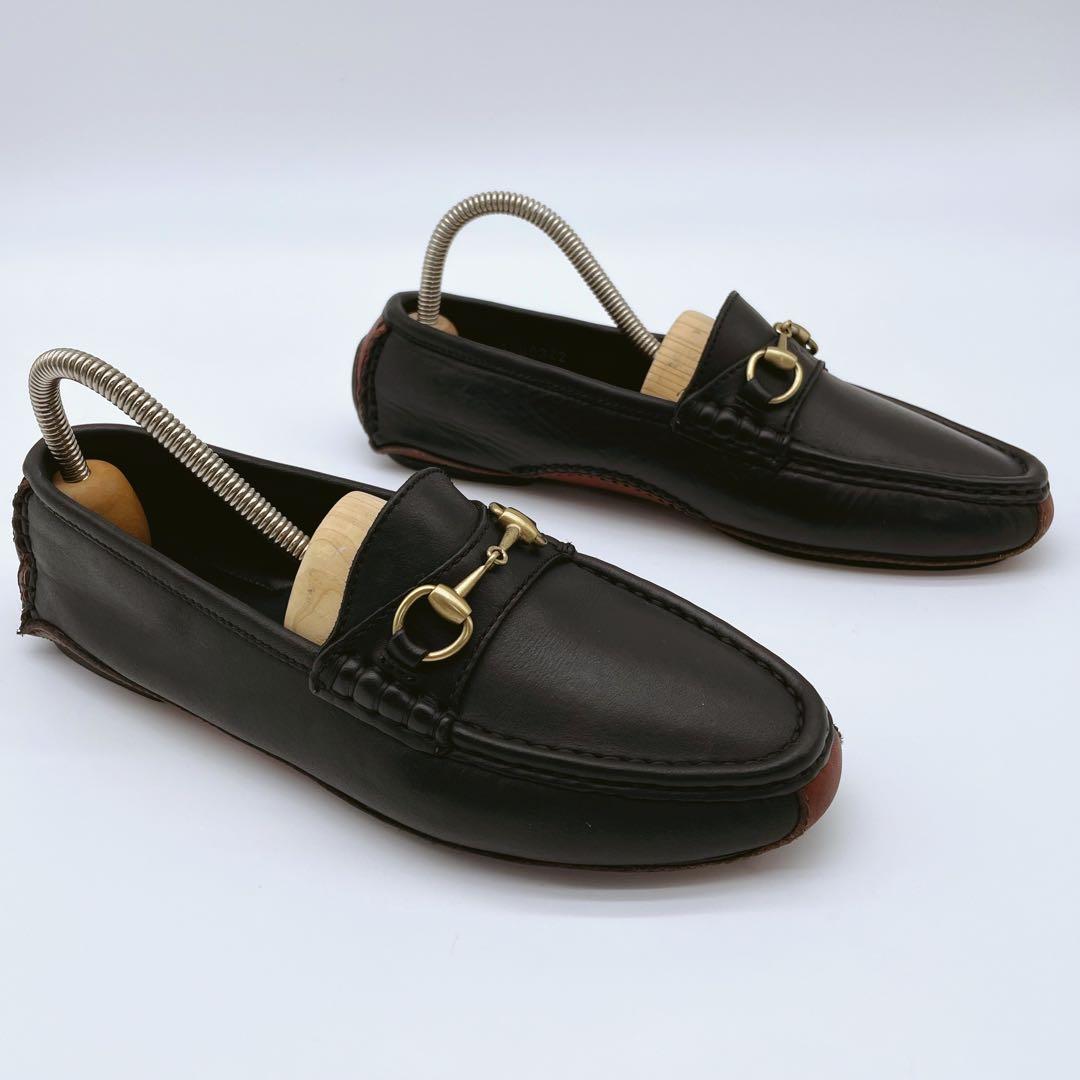 GUCCI ブラックレザー ホースビット ドライビングシューズ