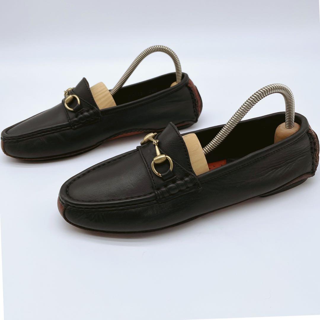 GUCCI ブラックレザー ホースビット ドライビングシューズ