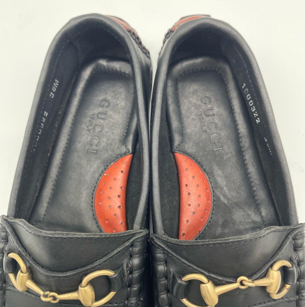 GUCCI ブラックレザー ホースビット ドライビングシューズ