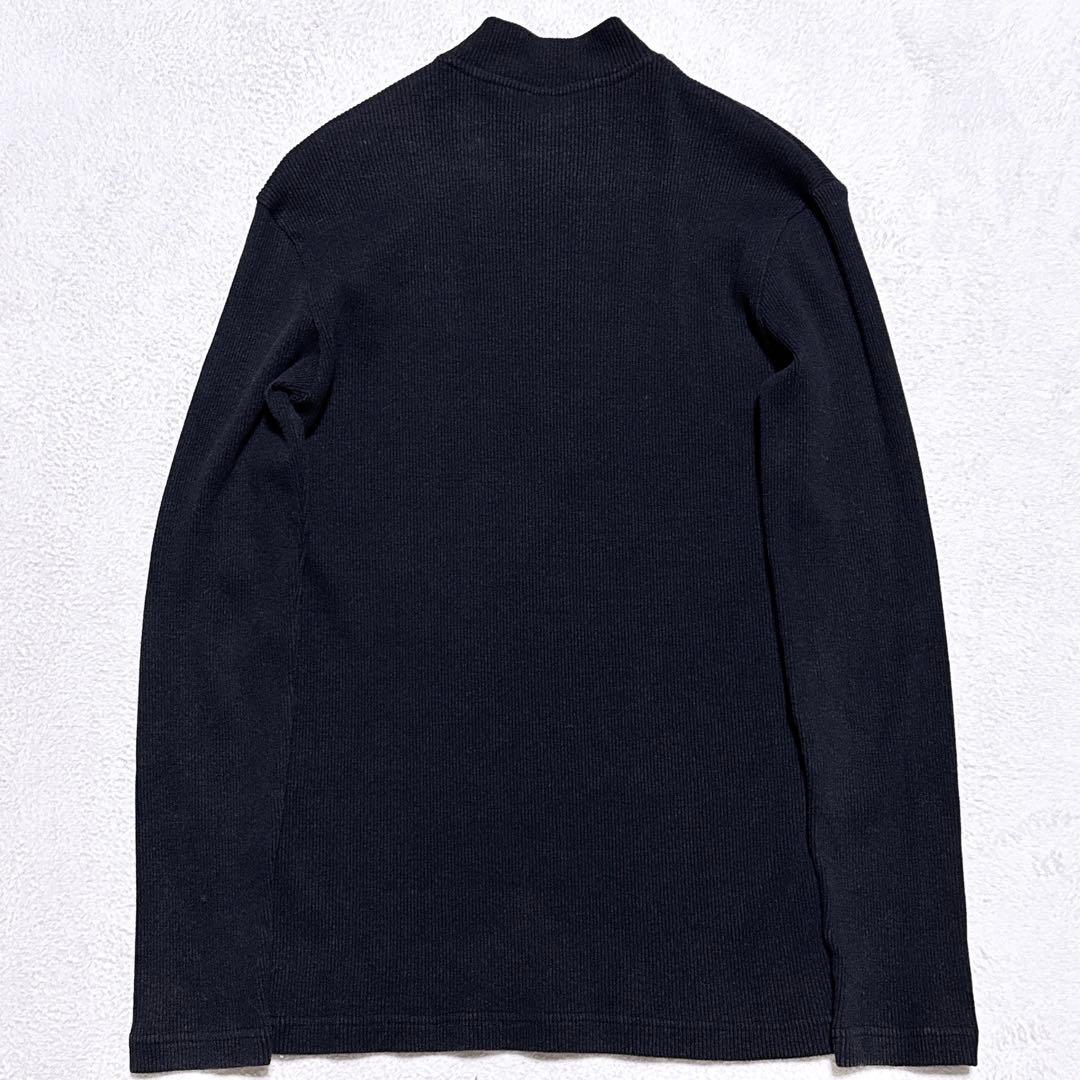 90s【美品】アニエスベーオム ハーフジップ ドライバーズニット ブラック 仏製