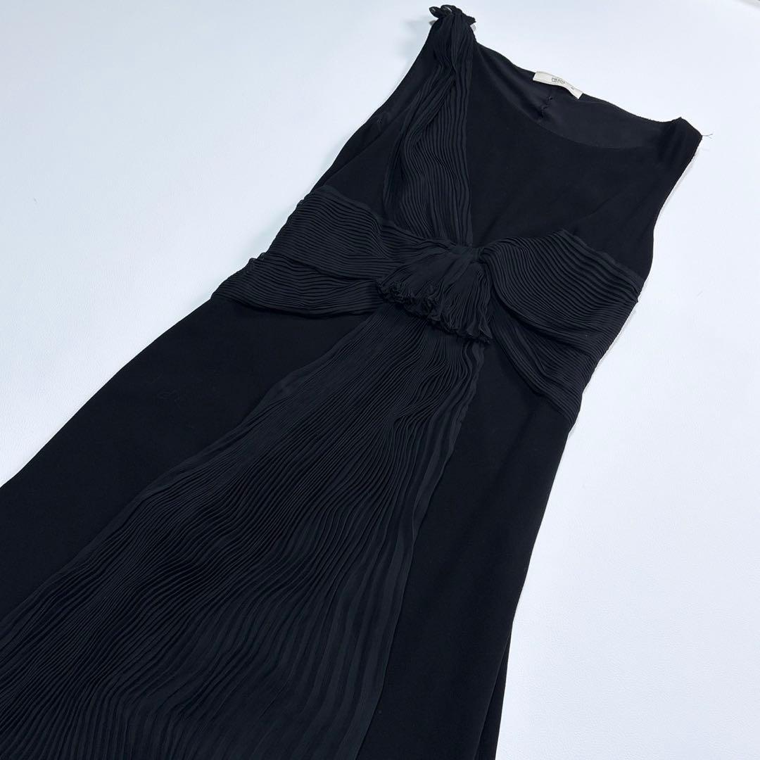 PRADA プラダ プリーツリボンドレス ドレス ブラック 40 ML相当