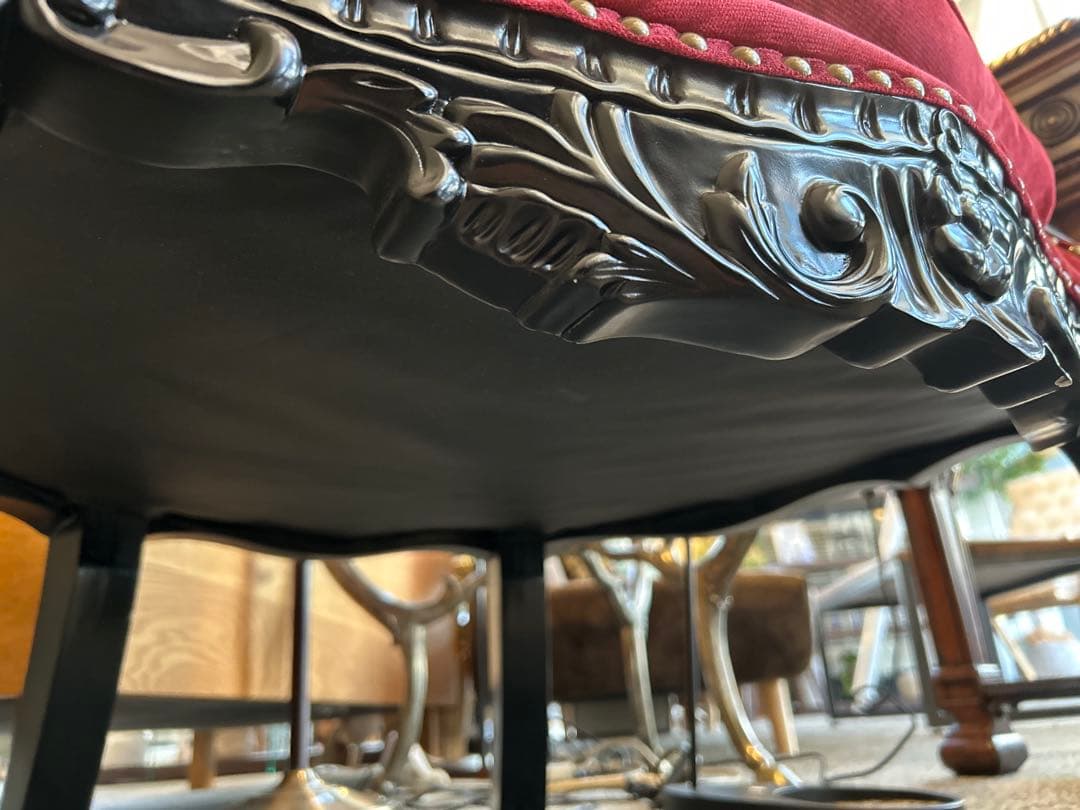 【美品】クラシックロココ調　猫脚チェア　赤ベルベット　1人掛けソファ