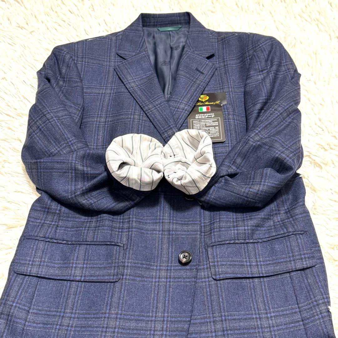 【新品】ロロピアーナ 伊製生地 ウール100% サキソニー起毛 ジャケットA5紺