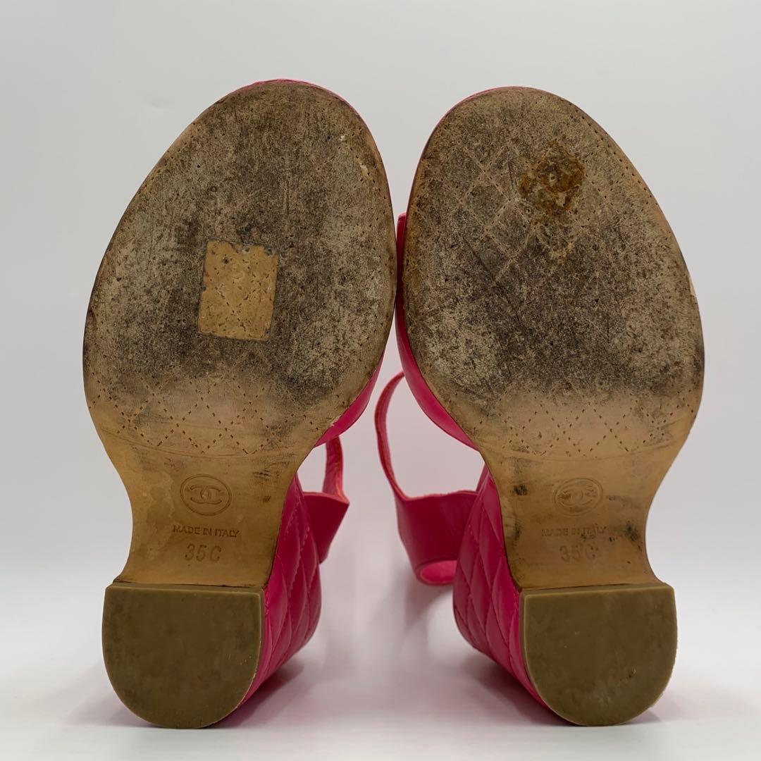 ［極美品］シャネル　マトラッセ　チェーン　ココマーク　ヒールサンダル　35