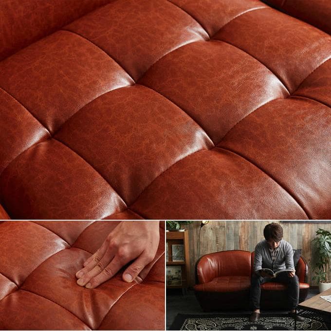 バイカラーソファ 分割可能 ブラウンPVC