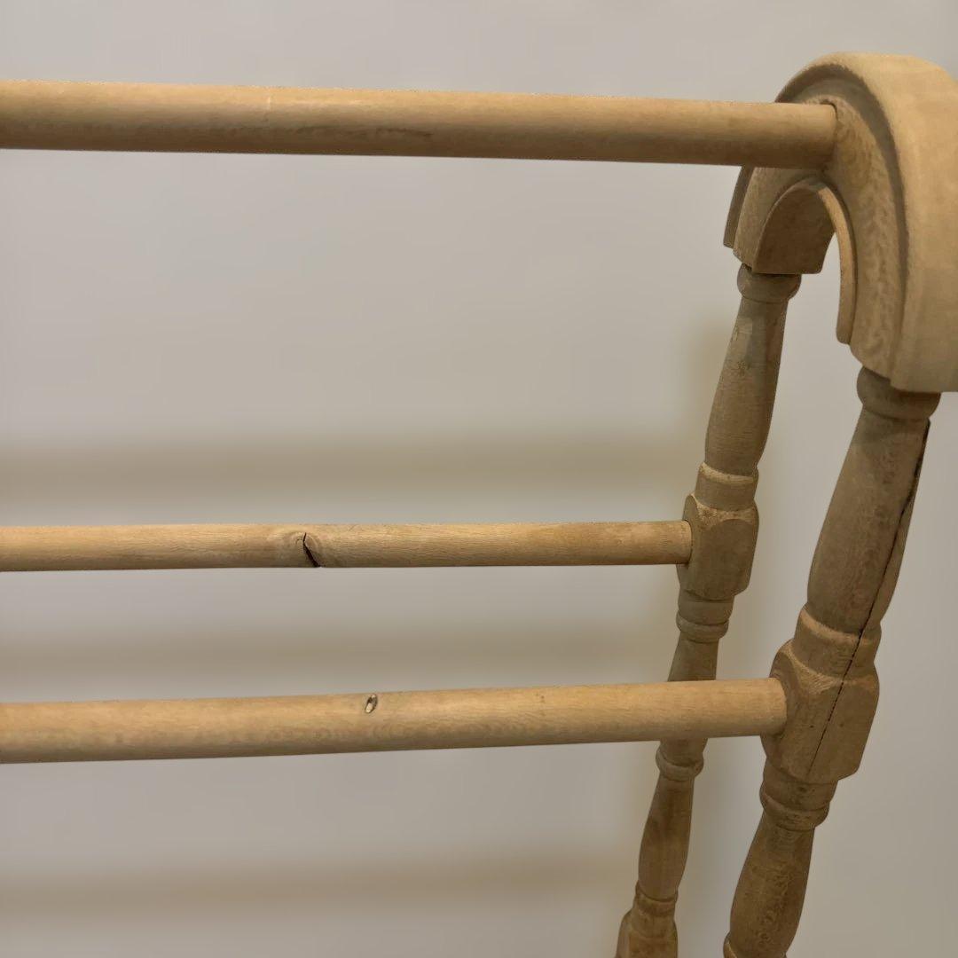 アンティーク 木製タオルバー　キルトラック リネン掛け クロス