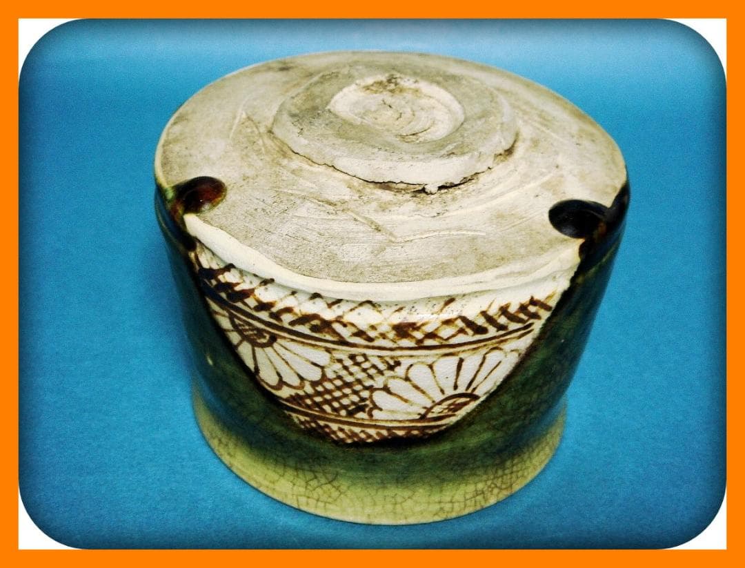 775『織部茶碗 箱付き』九朗　/骨董品 古美術 アンティーク 古玩