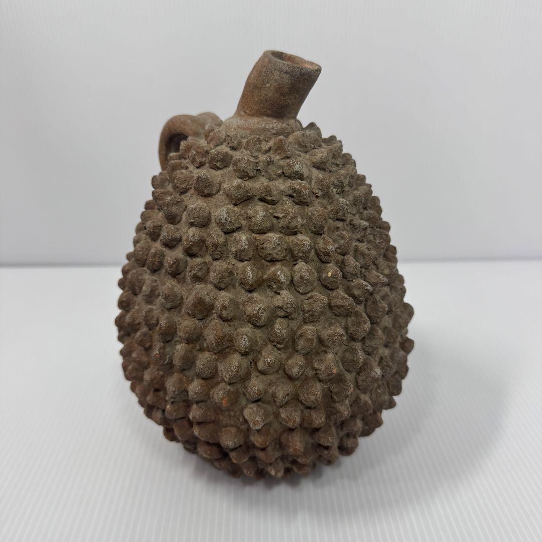 【希少】 アフリカ民芸風 ドリアン 土器 一輪挿し プリミティブアート オブジェ