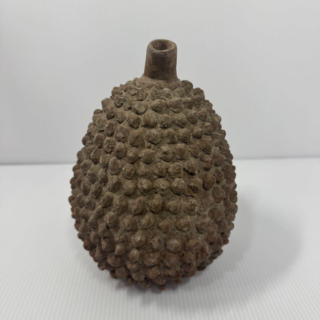 【希少】 アフリカ民芸風 ドリアン 土器 一輪挿し プリミティブアート オブジェ