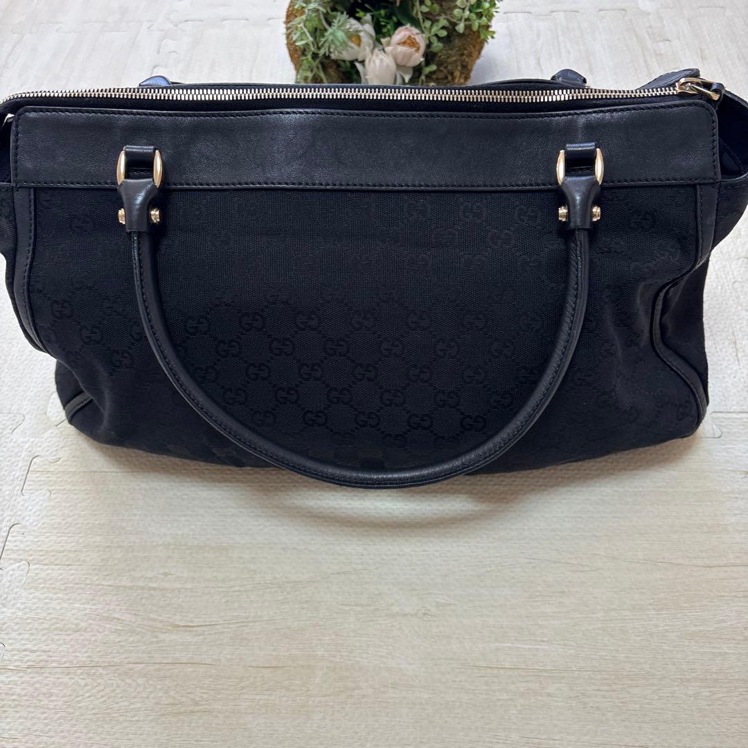 GUCCI グッチ　レザー×キャンバス地　ゴールド金具