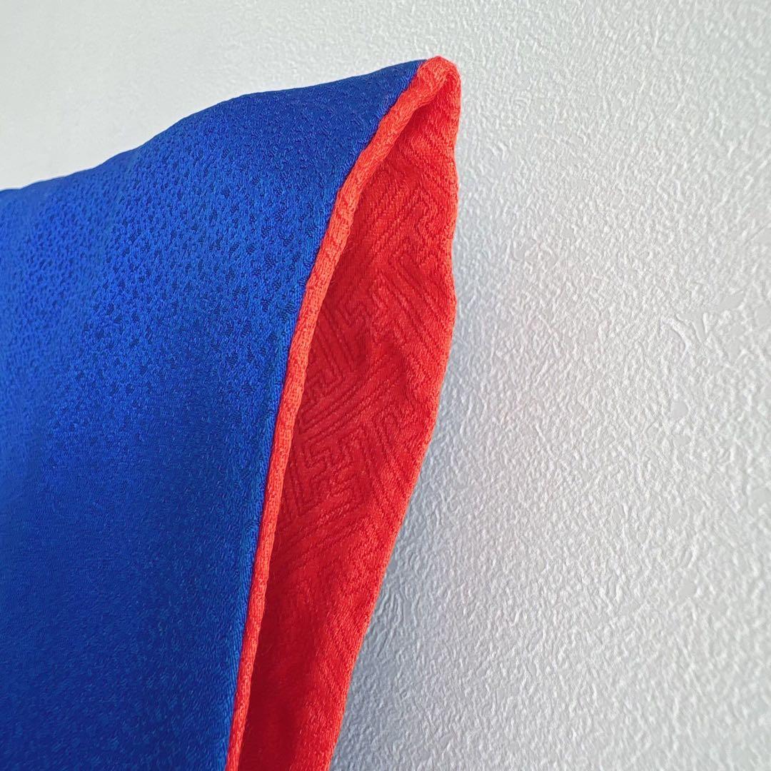 セット　七五三７歳女の子　青地花御所車　黒地袋帯　青海波金　袖なし長襦袢7103