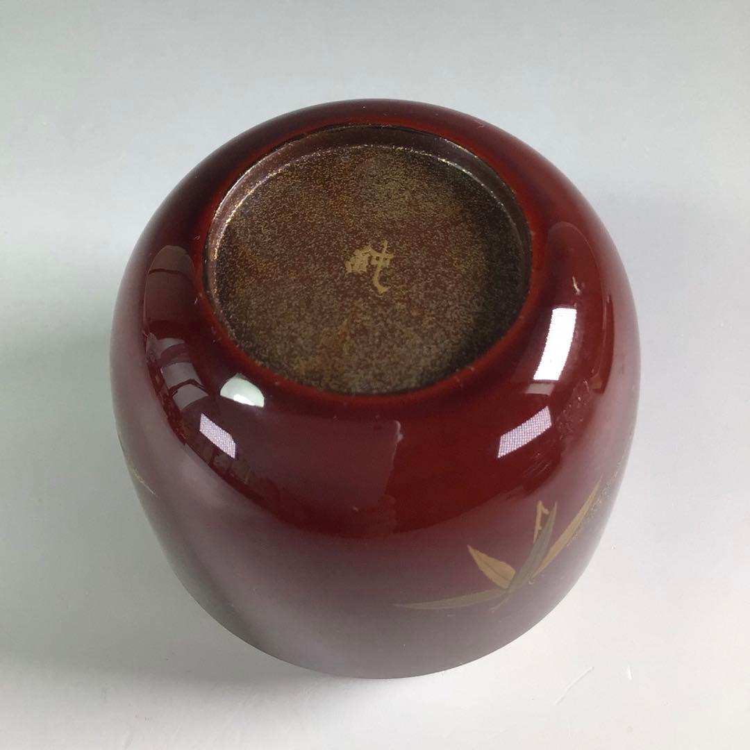 Ｒ５０８　棗　『純一作』『溜塗』『笹蒔絵』『中棗』　共箱　茶道具