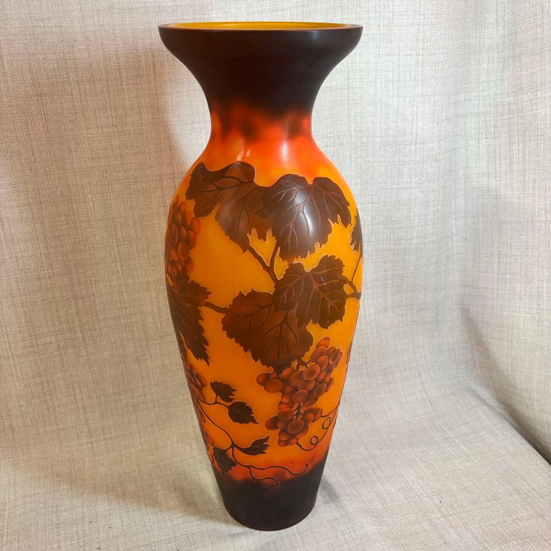 ガレ風 花瓶 ガラス細工 グレープ フラワーベース アンティーク 西洋 欧風