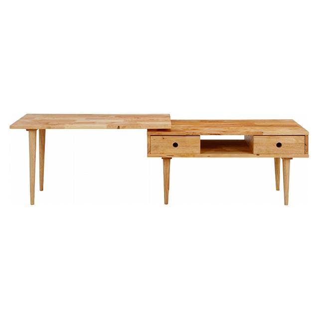 伸縮回転式テレビボード/ローボード 幅103～166 ナチュラル 天然木