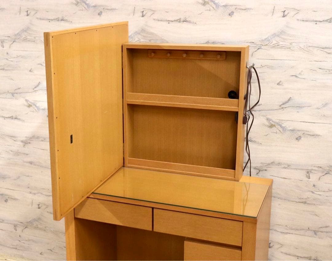 GMFH305○志岐木工 クレール ドレッサー 鏡台 化粧台 楢材 デスク コ