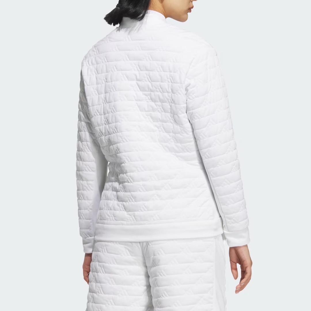 【S】秋冬 定価34,100円 アディダス ゴルフ 中綿 キルト セットアップ白