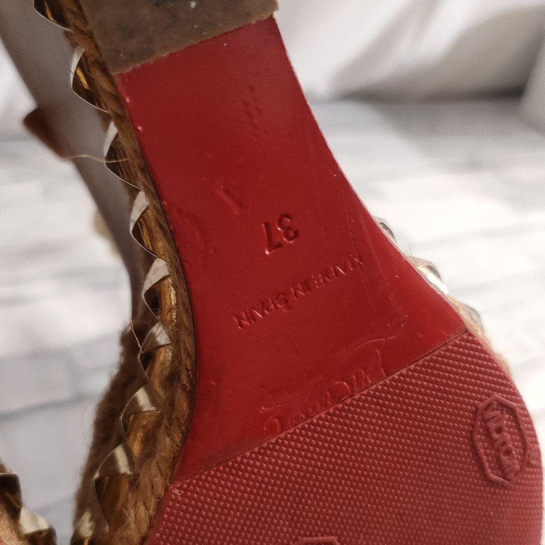 ルブタン　カタクロウ　ウェッジソールサンダル　レザー　ブラウン×ゴールド　37