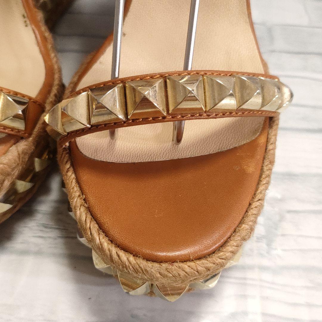 ルブタン　カタクロウ　ウェッジソールサンダル　レザー　ブラウン×ゴールド　37