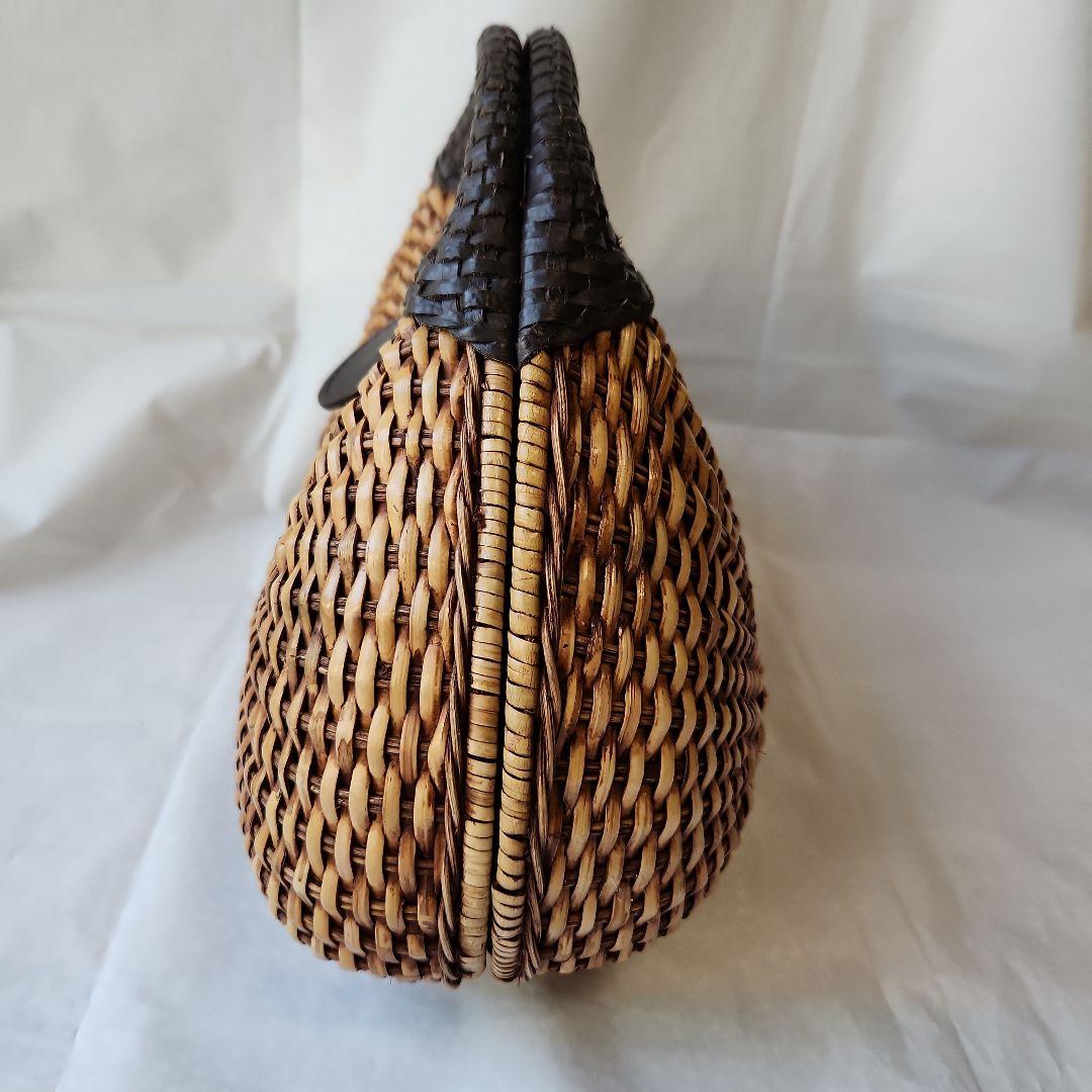 未使用　アテンペ　かごバッグ　ラタン　レザー