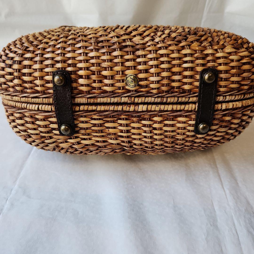 未使用　アテンペ　かごバッグ　ラタン　レザー