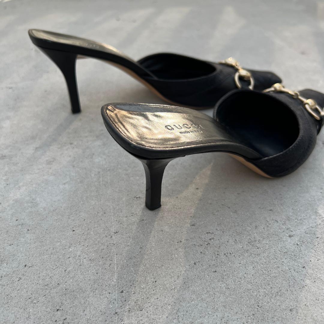 Gucci Horse Bit ブラックミュール ハイヒール 37.5