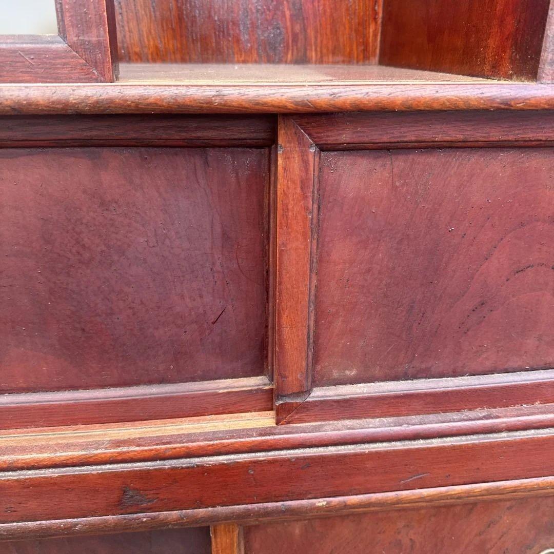 m*k様 昭和レトロ　茶箪笥　木製キャビネット 赤褐色 ガラス扉付き