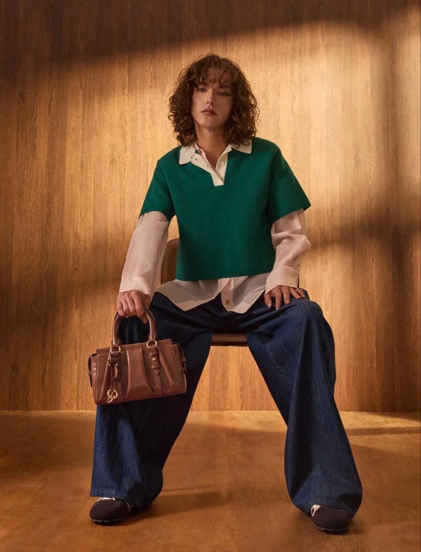 【新品】Charles&Keithブリットンルーシュドトップハンドルトートバッグ