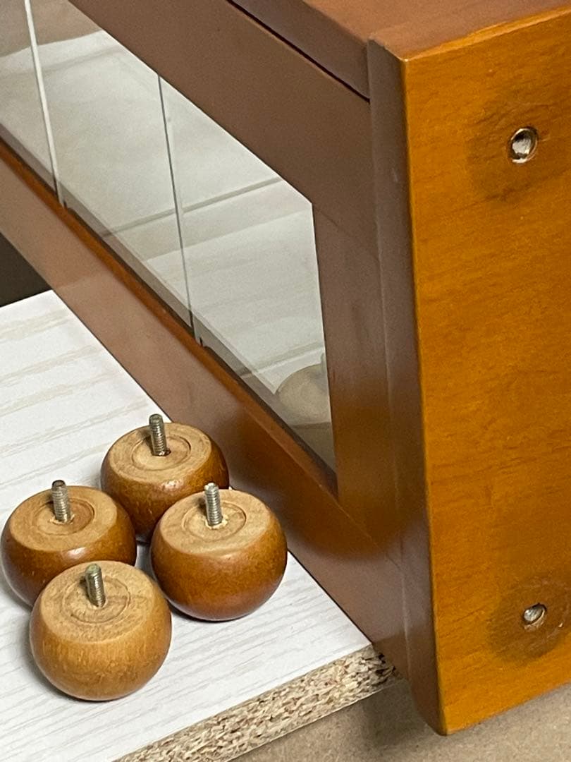 ガラスキャビネット 飾り棚 昭和レトロ 木目調 ガラスケース 什器