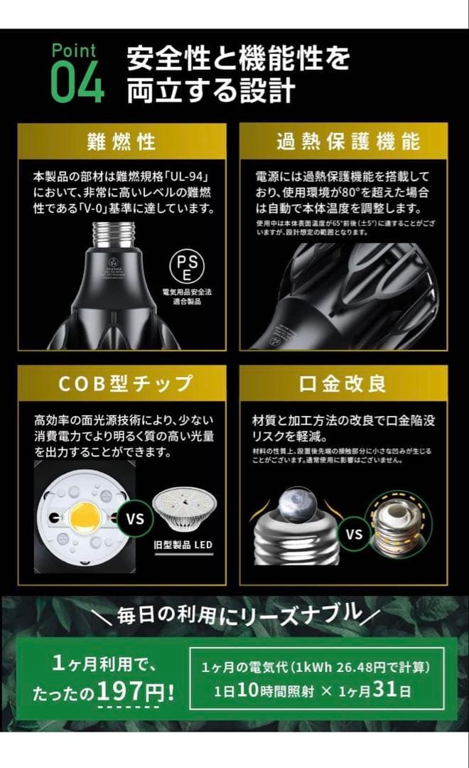 BRIM SOL 24W 植物育成ライト LED フルスペクトル 白色5800K