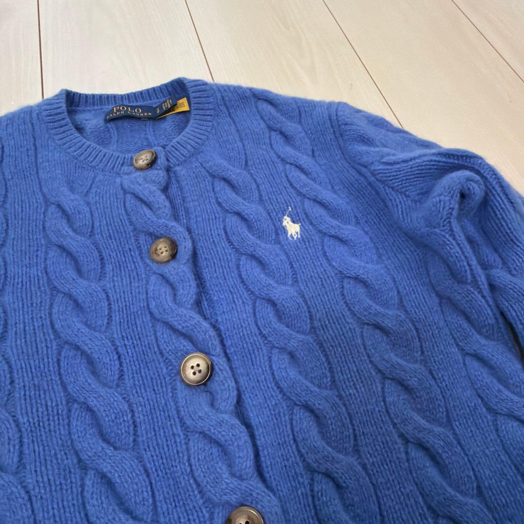 Polo Ralph Lauren 青 ケーブルニットカーディガン