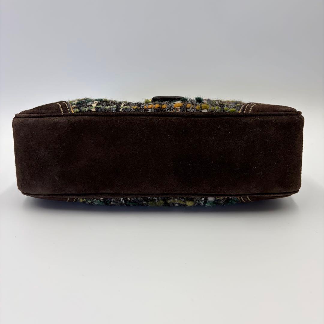 美品 COACH コーチ 8F15 ワンショルダー ツイード グリーン ソーホー