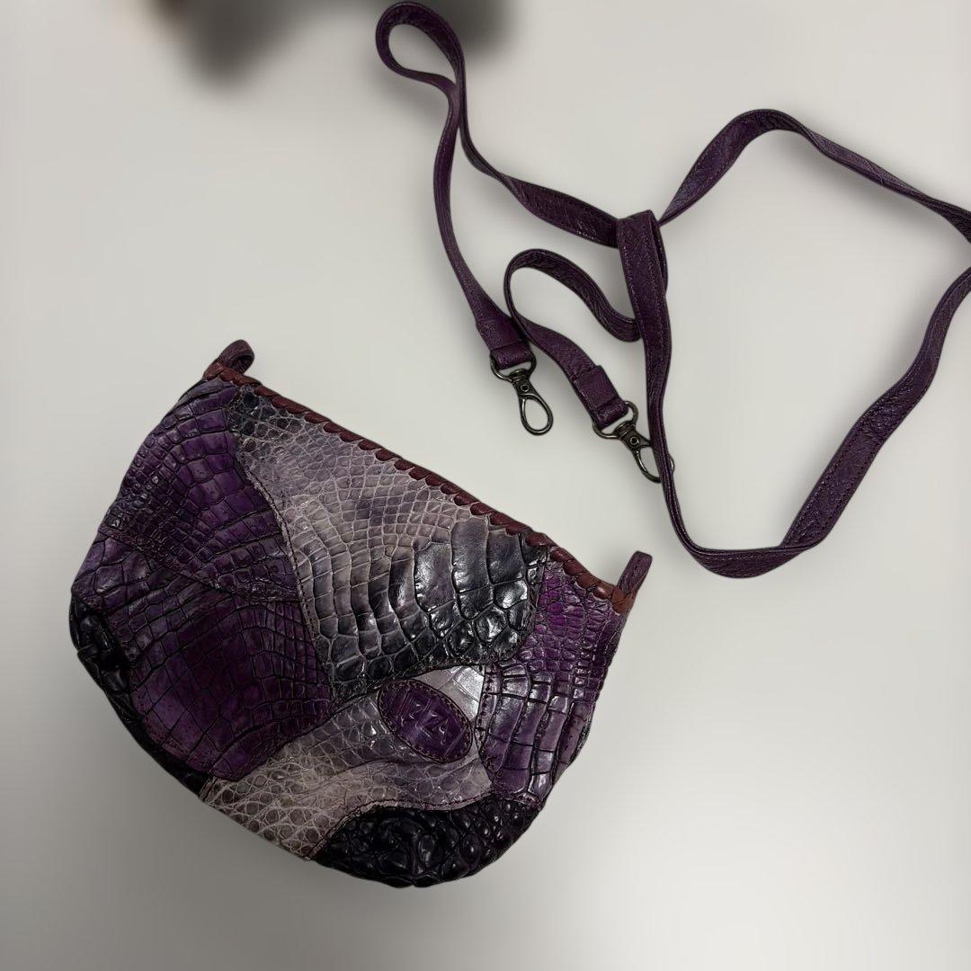 IBIZA　パープル系パッチワーク　ワニ革　ミニショルダー　美品！