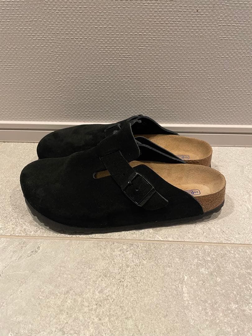 美品 ビルケンシュトック ボストン 38 ナロー　ブラックスエード 24.5
