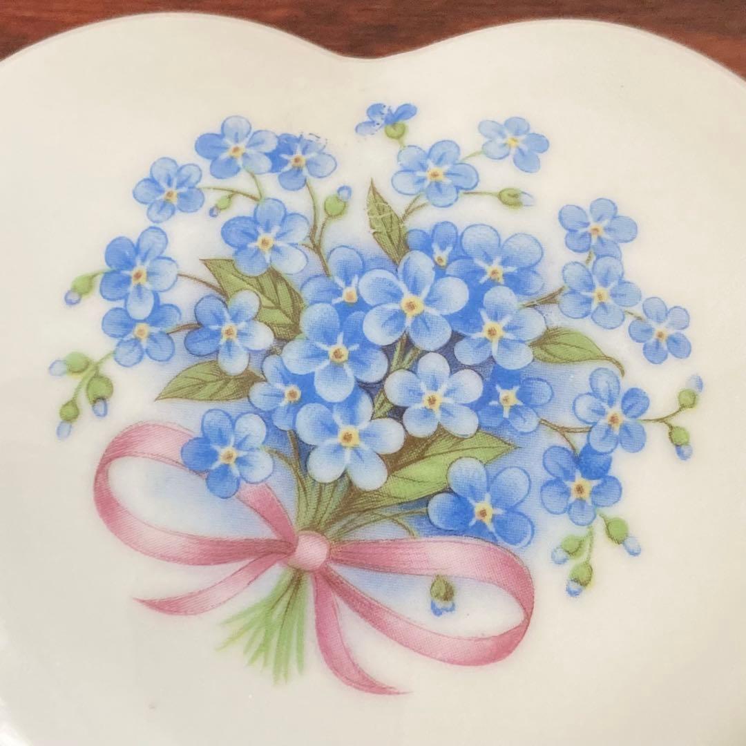 勿忘草　小物入れ　陶器　ハート型　ドイツ　ヴィンテージ