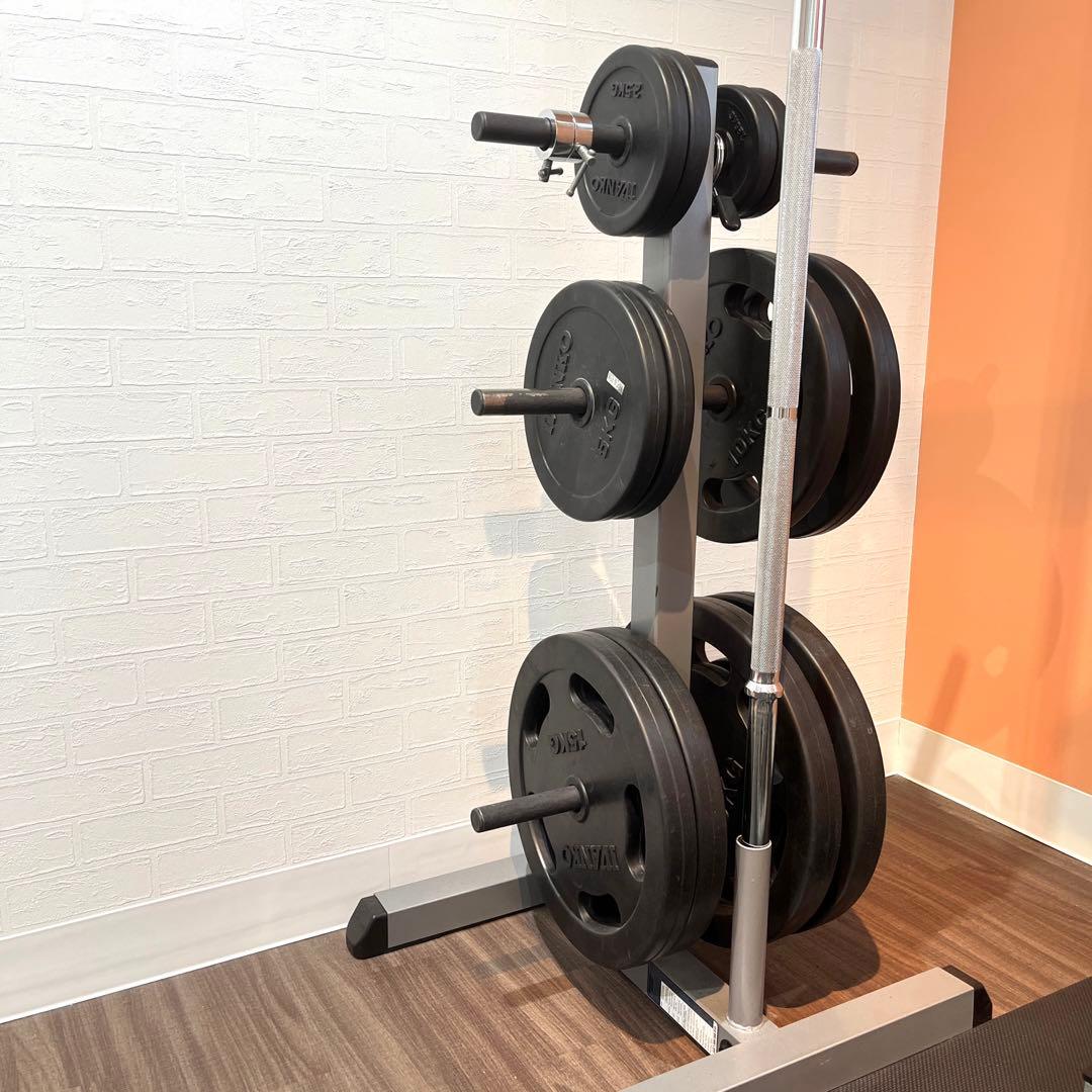 大阪★美品タフスタッフパワーラックCHL-305WSCDM-400バーベルセット