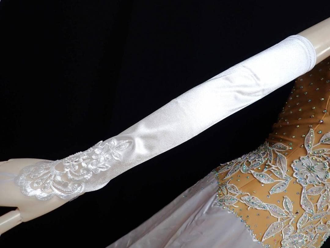 6356★Sサイズ★オフ白/微光沢サテン/スタンダードドレス☆社交ダンス