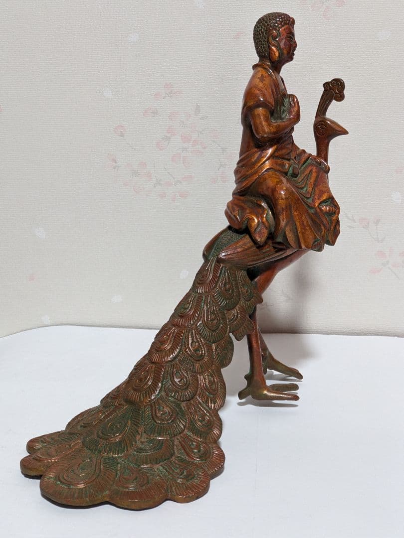 ♦孔雀明王 銅器 仏像 置物飾り災厄 煩悩 高岡銅器古作 縁起物 骨董品