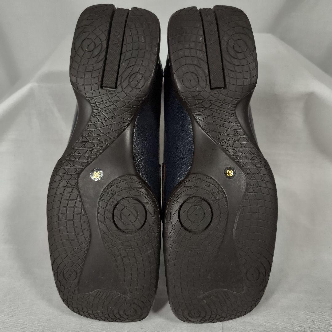 美品✨️　PRADA　プラダ　スクウェアトゥ　ローファー　ネイビー