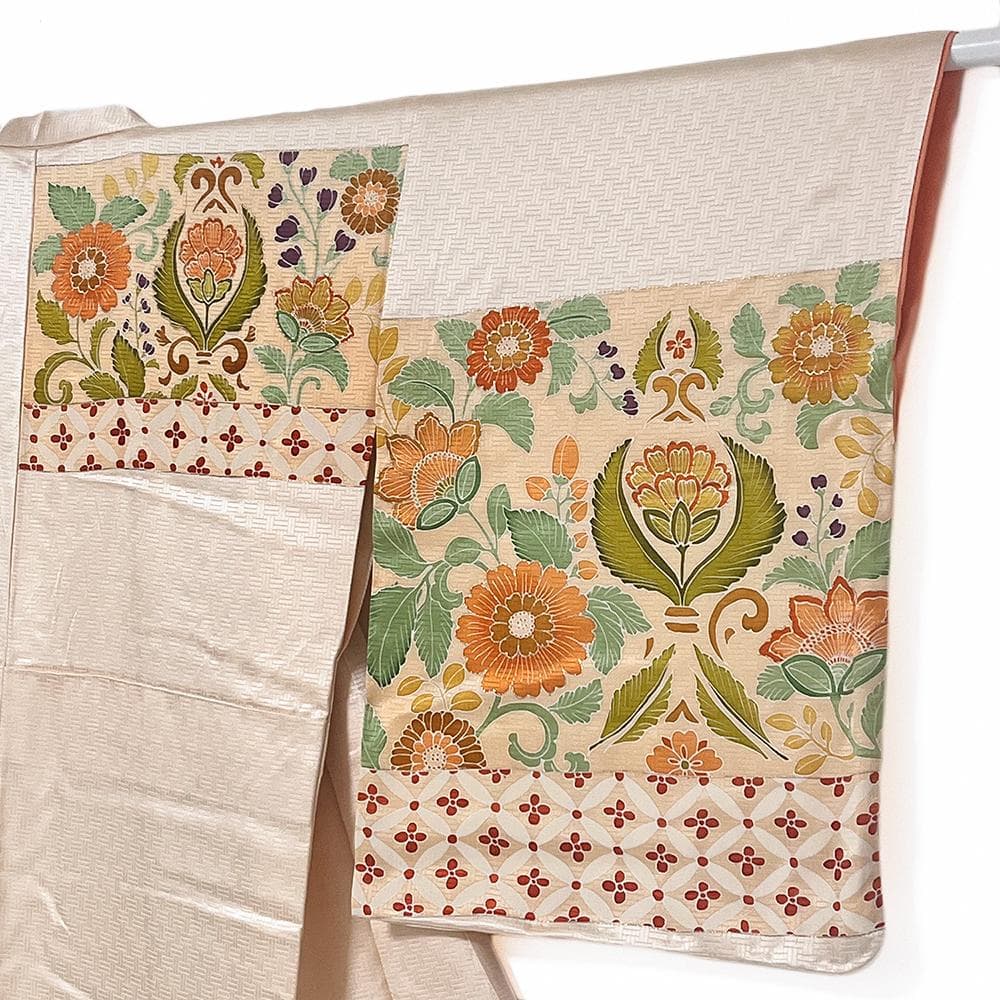 j*m様 志ま亀？ 訪問着 正絹 綸子 新古品 手描友禅 セミフォーマル №ym