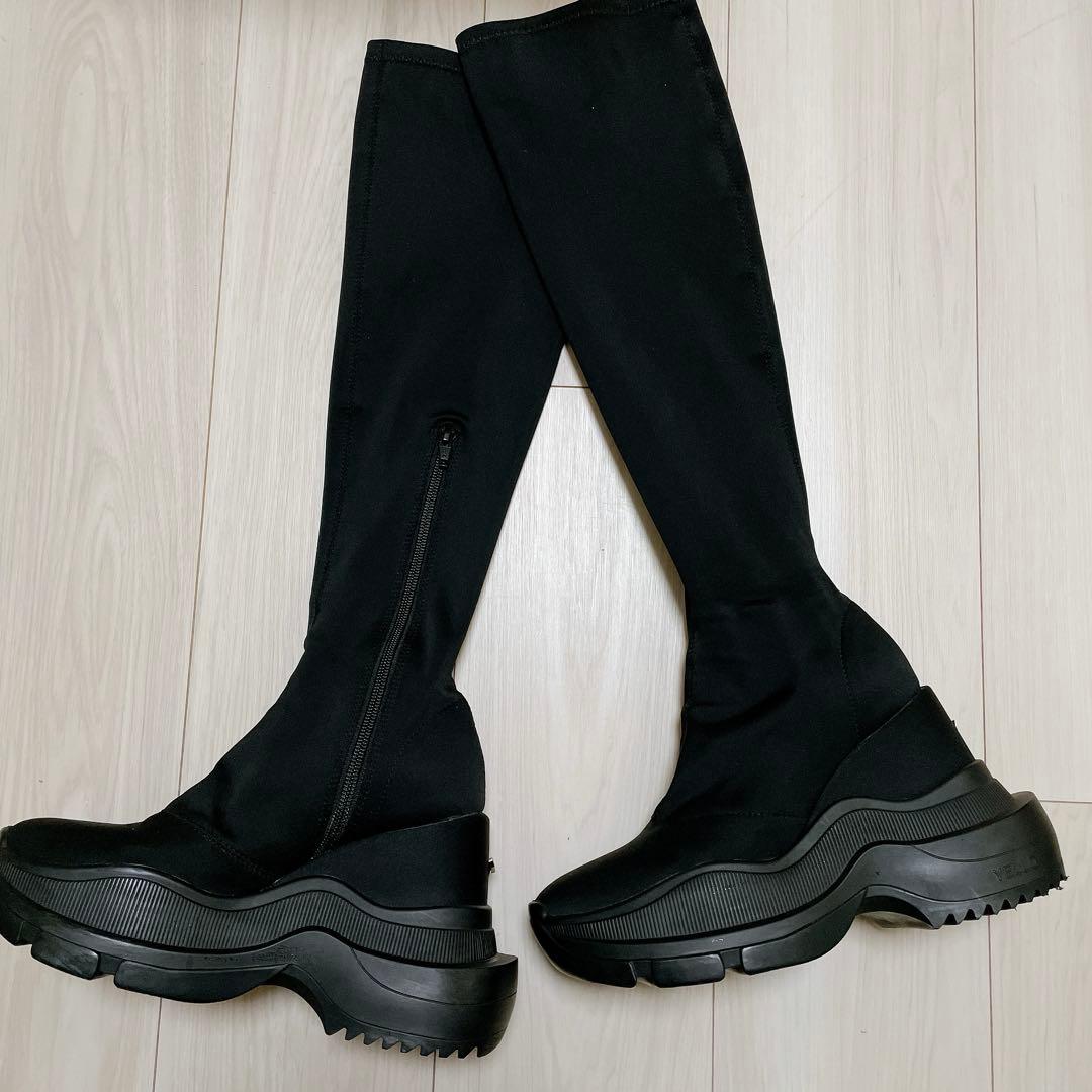 靴 YELLO TOKYO BLACK DOUBLE SNEAKER BOOTS