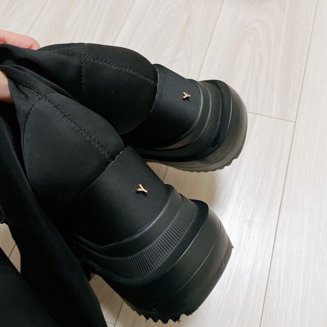 靴 YELLO TOKYO BLACK DOUBLE SNEAKER BOOTS