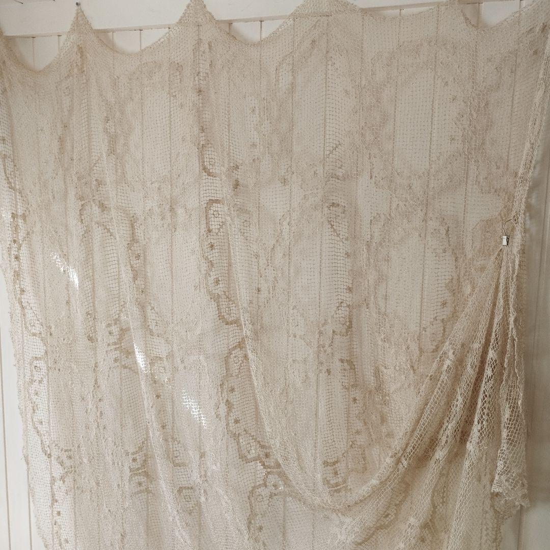 Vintage生成り　ハンドワークコットンフィレレース　フリークロス