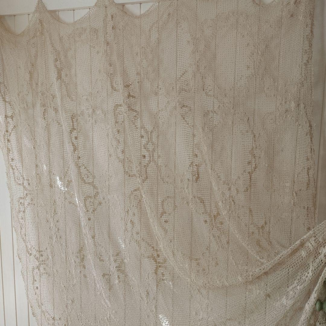 Vintage生成り　ハンドワークコットンフィレレース　フリークロス