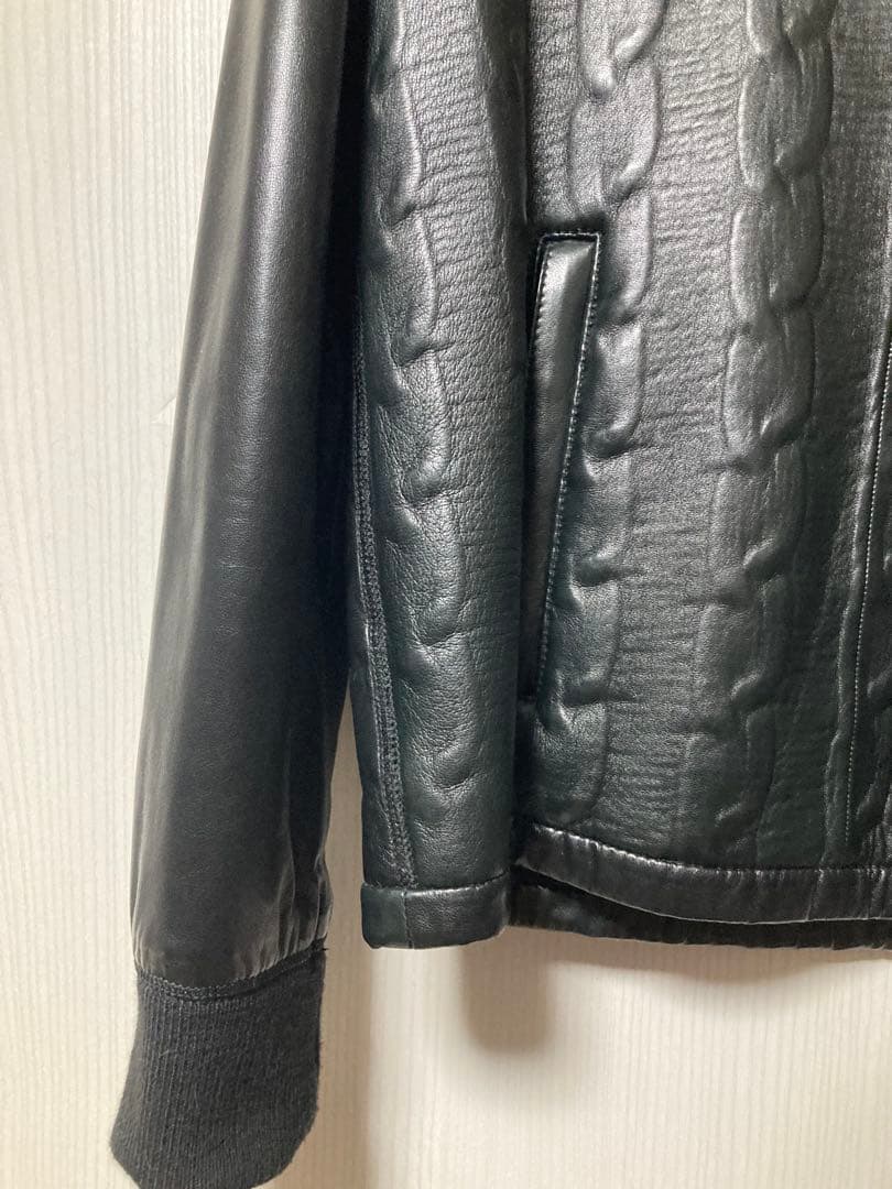 NEIL BARRETT ケーブル編みニット レザー ニールバレットXS 黒