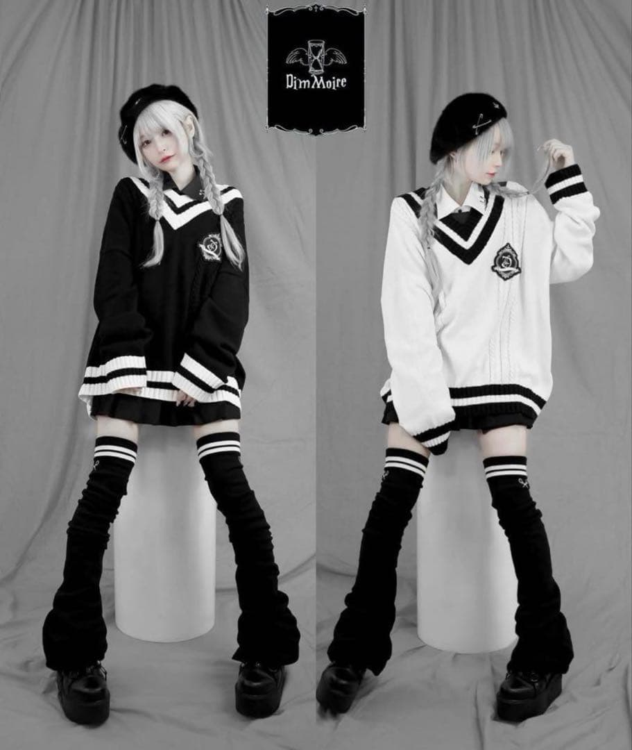 ディムモアール dimmoire 学園ニーハイウォーマー リボン ブラック 黒色