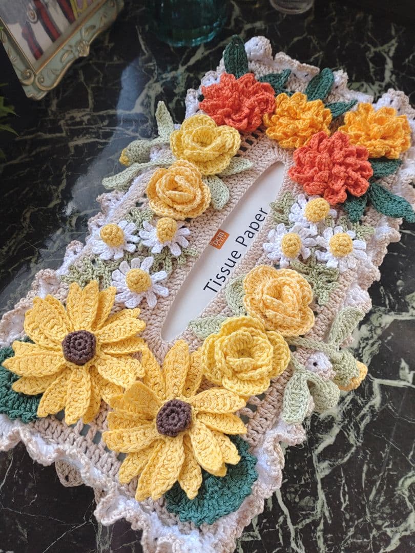みかん様 ティッシュボックスカバー かぎ編みインテリア生活雑貨レース編みドイリー