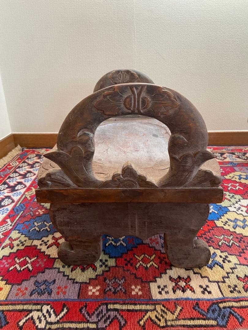 西インド古木彫 儀礼子供椅子 1930〜40年代